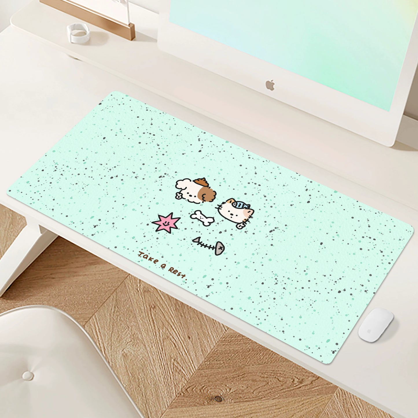 Huixiang Puppy Mouse Pad Oversized Girl Good-looking Office Computer Keyboard Desktop Station Table Mat Cute