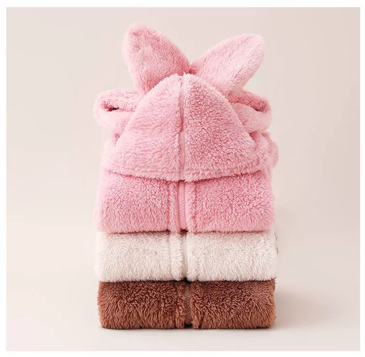 Baby Fur Fleece-Lined Jumpsuit Winter Thicken Thermal Male and Female Baby Clothes Outwear Hooded Romper Jumpsuit