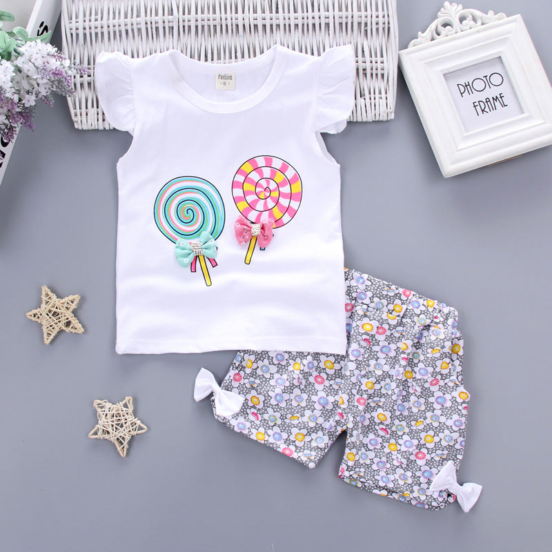 New Summer Fashion Baby Girls Clothes Children Cute Cotton Vest Shorts 2Pcs/Sets Toddler Casual Costume Infant Kids Tracksuits
