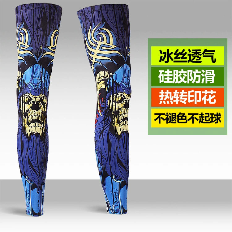 Ice Silk Sunscreen Outdoor Cycling Printed Knee Pad Leg Warmer