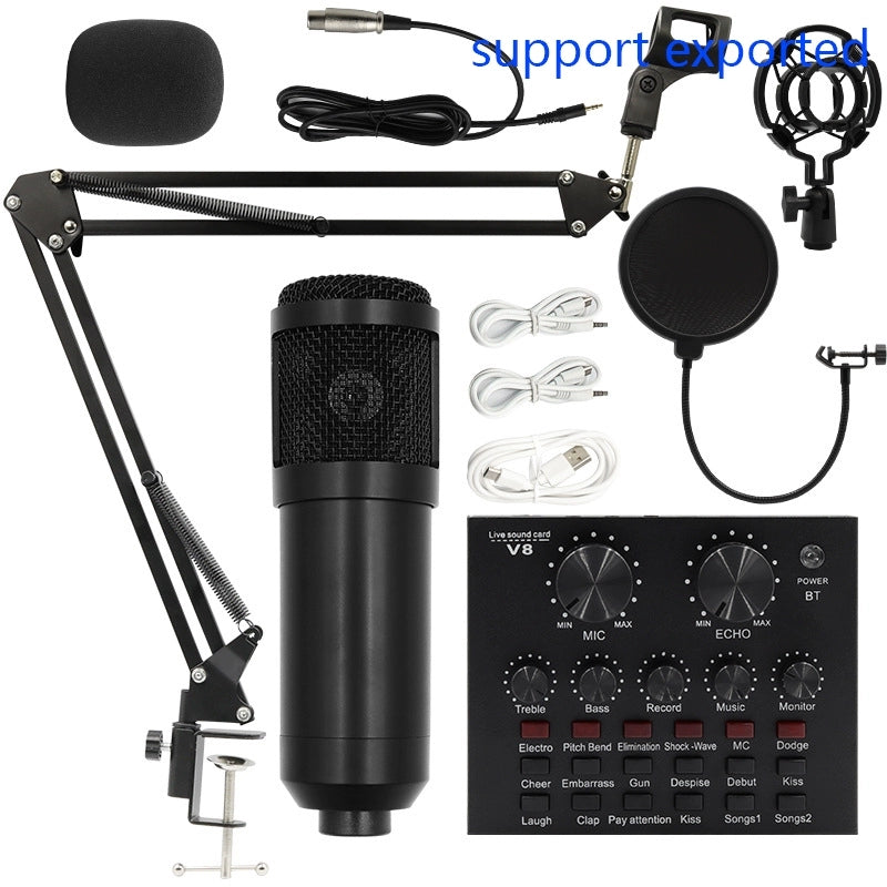 Bm800 Condenser Microphone + V8 Sound Card Computer Recordin