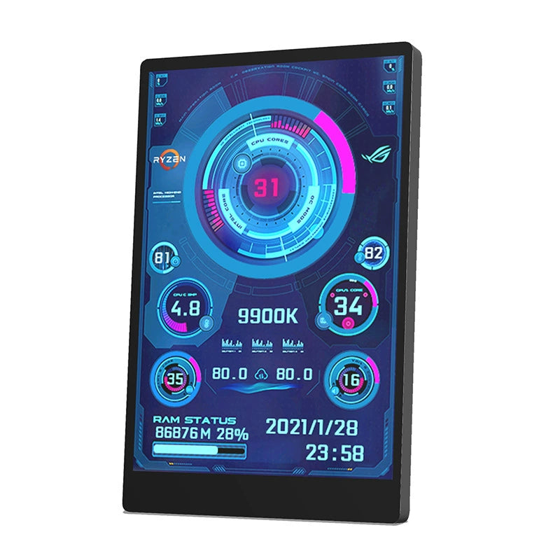 Turing Zhixian 3.5-Inch Computer Chassis Sub-Screen IPs Full View USB-C Sub-Screen Computer Temperature Monitoring