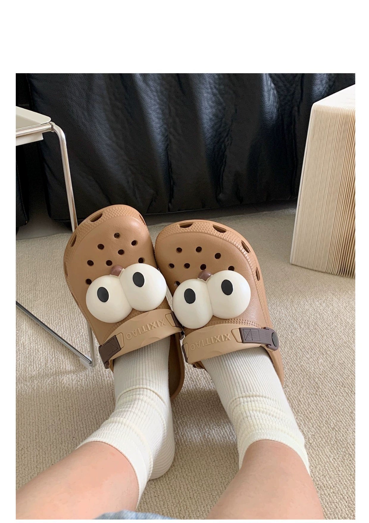 Thin Strip Fun Cartoon Funny Big Eye Couple Hole Shoes Outdoor Non-Slip Pump Beach Shoes Baby Boy and Girl Summer