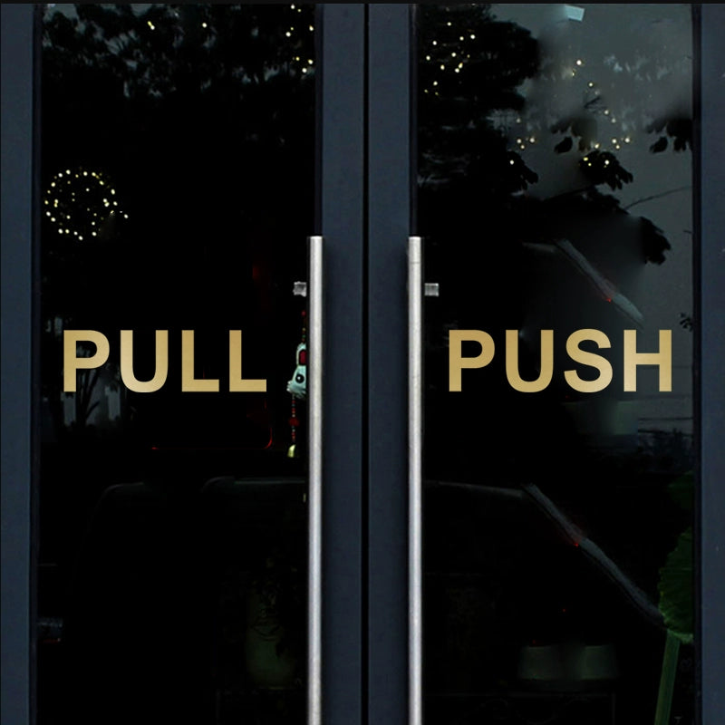 Minimalist Sliding Logo Sticker Fashion English Pull Push Clothing Store Mall Sliding Door Glass Paster