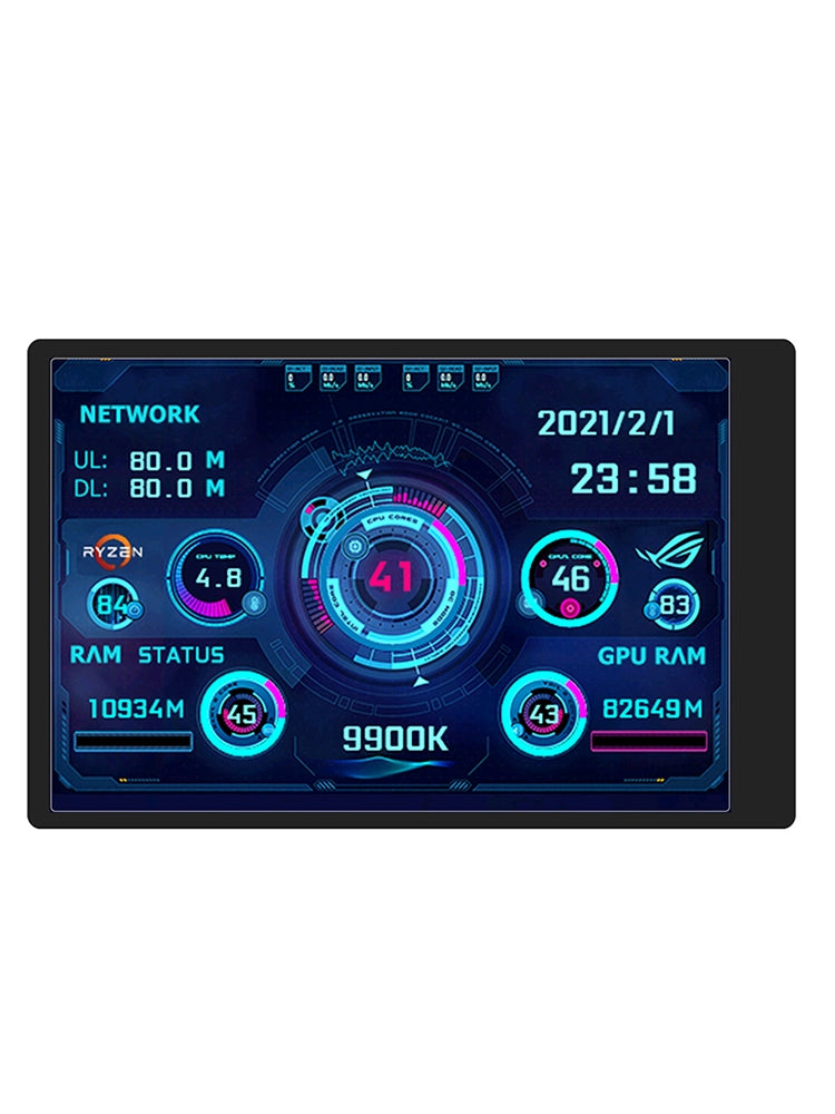 3.5-Inch Computer Sub-Screen IPs Full View USB-C Chassis Sub-Screen Computer Status Monitoring Installation-Free Aida64