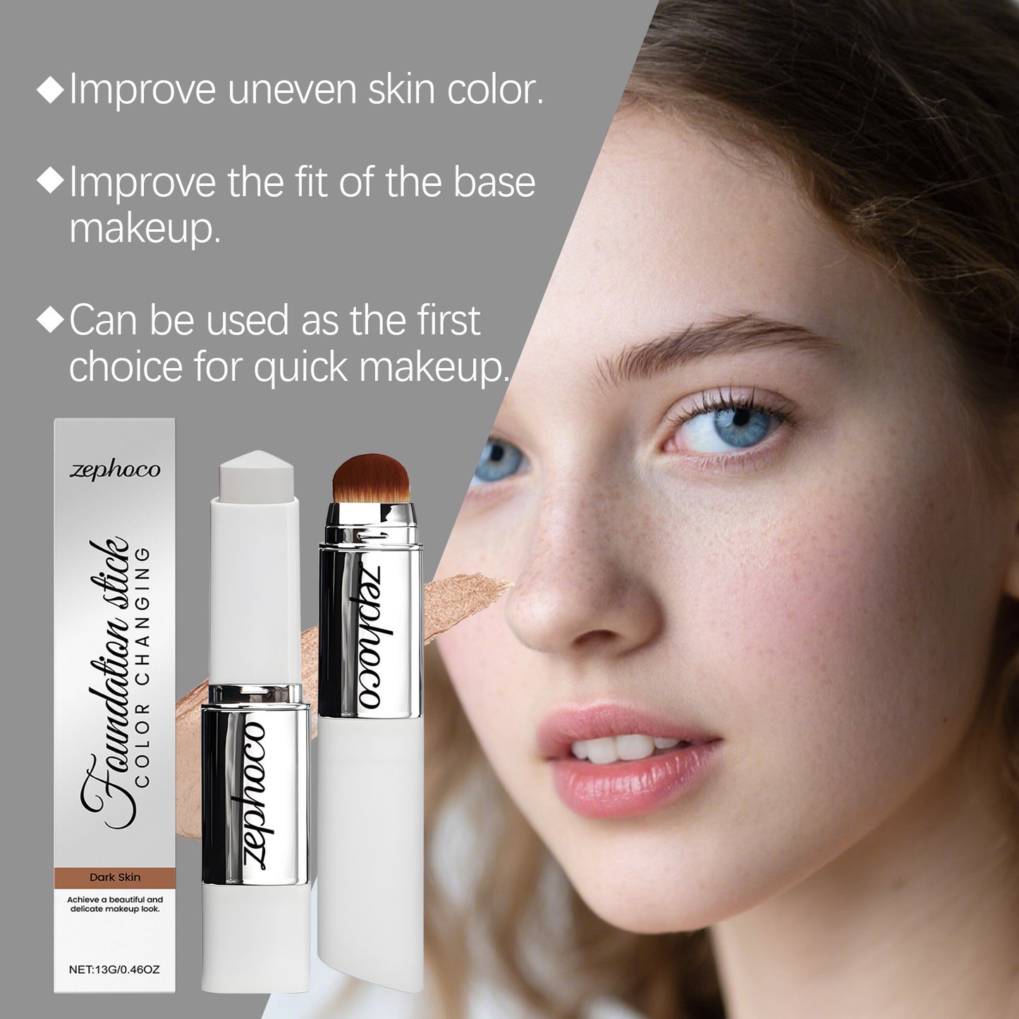 2-in-1 Color-Changing Foundation Stick Liquid Hydrating Matte Concealer Lightweight Moisturizing Brightening Translucent Makeup