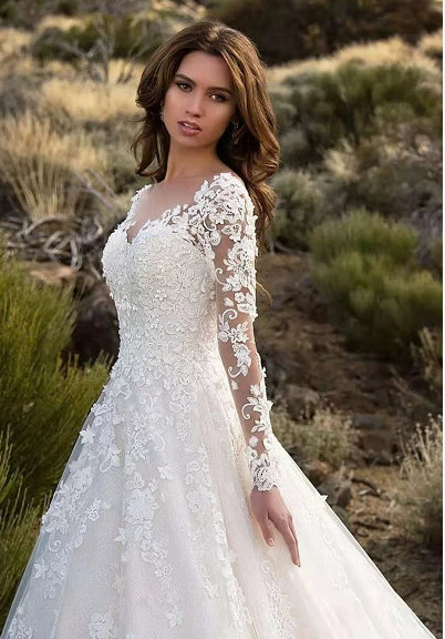 Long White Wedding Dress with Single Collar Party Dress Wedding Dress