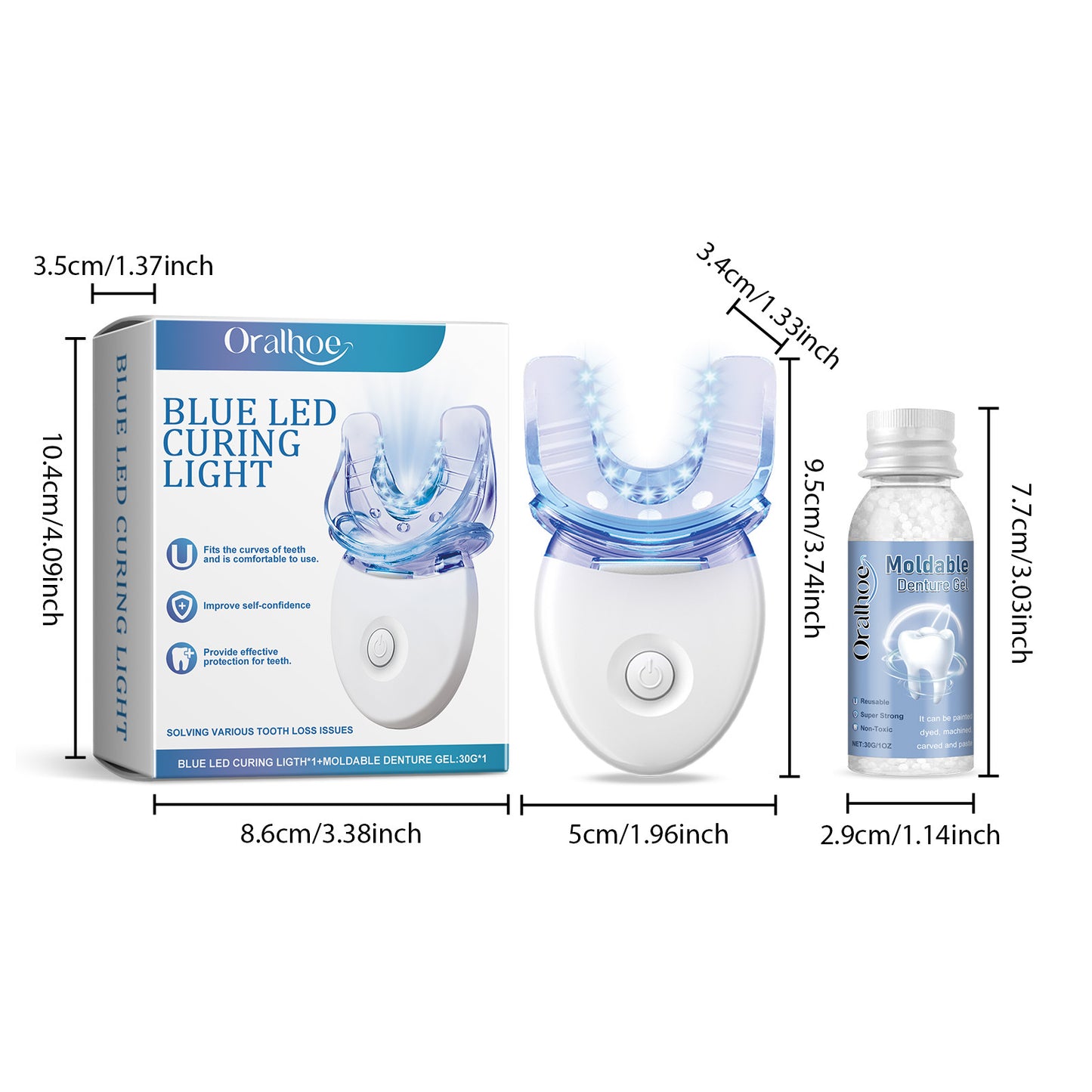 Teeth Whitening Kit Portable Teeth Cleansing Device Mild Tooth Filling Home Convenient Blue LED Curing Light Dental Repair Kit