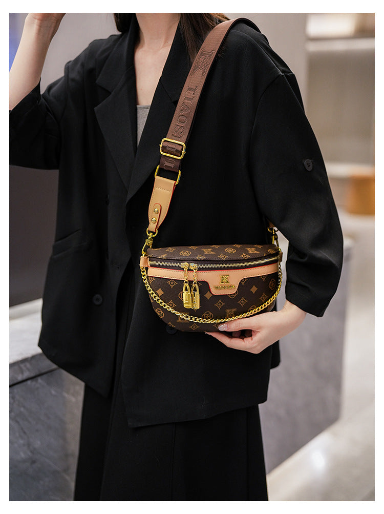 High-End Fashion Women's Waist Bag Luxury Classic Printed Single Shoulder Crossbody Bag Versatile Women Chest Bag British Style