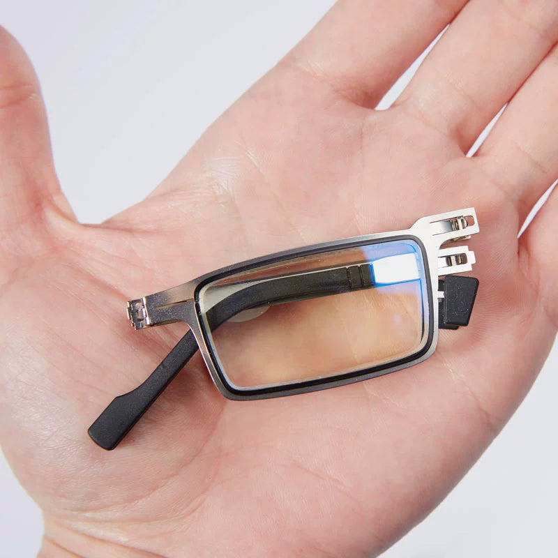 Portable Foldable Reading Glasses Fashion Plaid HD Male Presbyopic Glasses Ultra Light Anti Blue-Ray Non-Fatigue Middle-Aged and Elderly