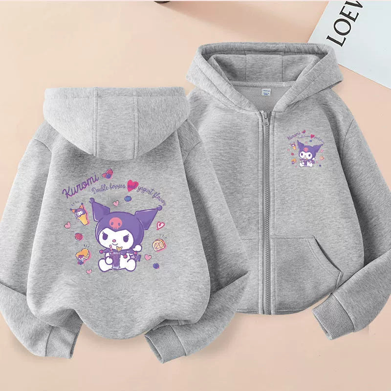 2025 New Arrival Kids Clow M Zipper Outwear Spring and Autumn Girl Fashionable Stylish Hooded Cardigan Thin Sweatshirt