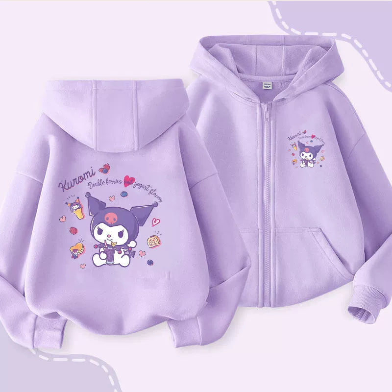 2025 New Arrival Kids Clow M Zipper Outwear Spring and Autumn Girl Fashionable Stylish Hooded Cardigan Thin Sweatshirt