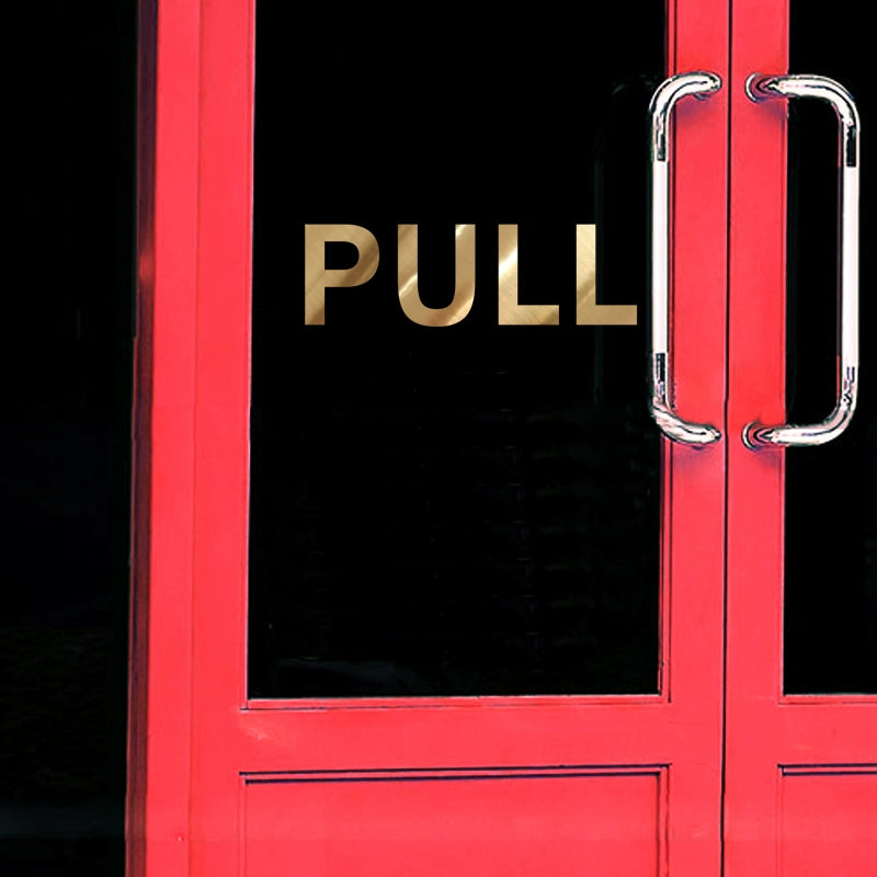 Minimalist Sliding Logo Sticker Fashion English Pull Push Clothing Store Mall Sliding Door Glass Paster