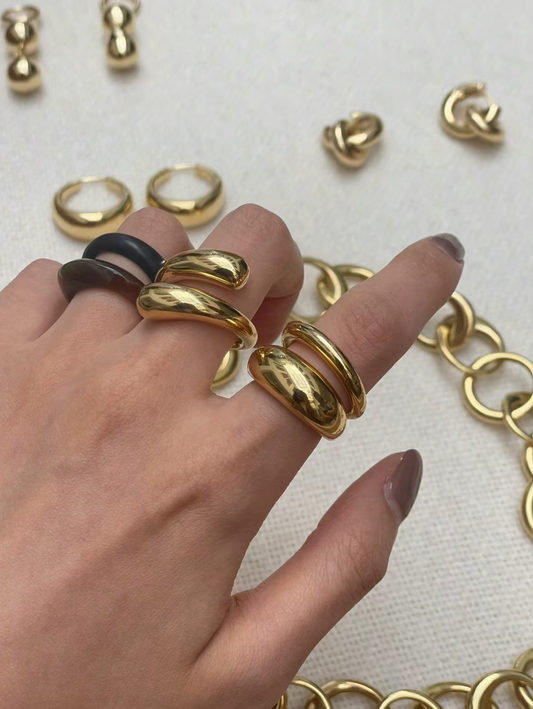 Minimalist Metal Feeling Neutral Water Drop Open Ring Liestudio Denmark Niche Style Retro Fashionable Twin Bracelet