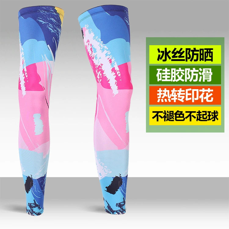 Ice Silk Sunscreen Outdoor Cycling Printed Knee Pad Leg Warmer