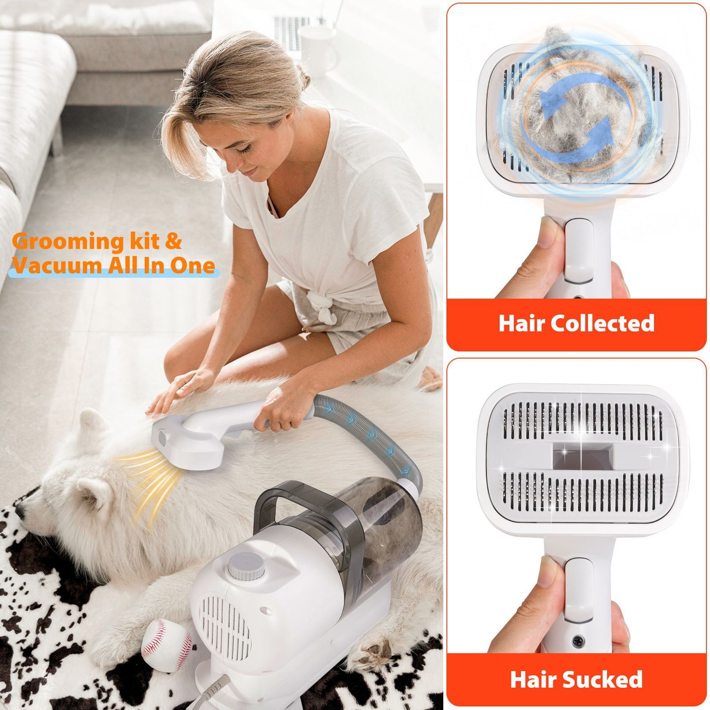 6 In 1 Pet Grooming Vacuum Kit Dog Grooming Clippers Pet Hair Remover With Power 2.5L Large Suction & Low Noise Pet Hair Kits