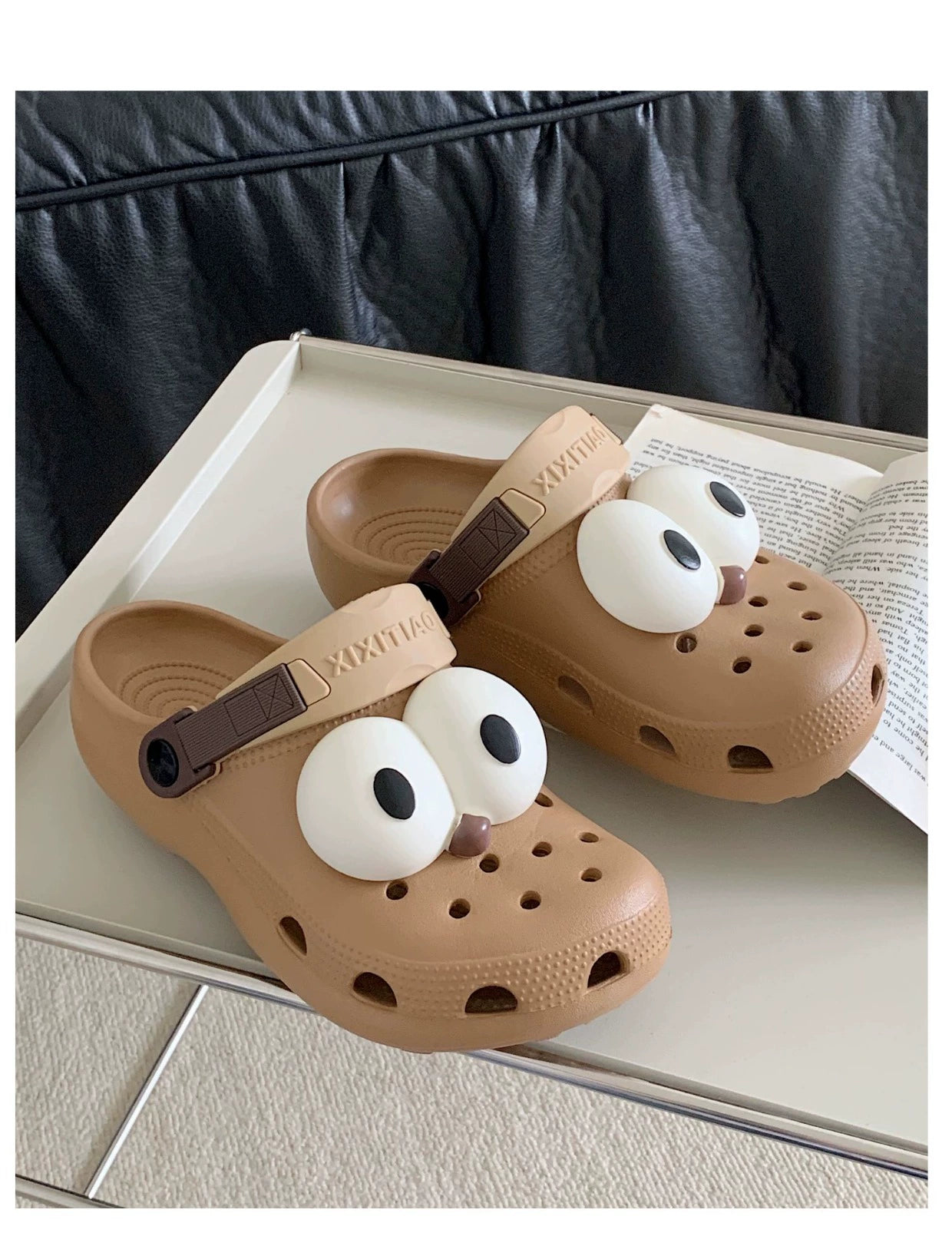 Thin Strip Fun Cartoon Funny Big Eye Couple Hole Shoes Outdoor Non-Slip Pump Beach Shoes Baby Boy and Girl Summer