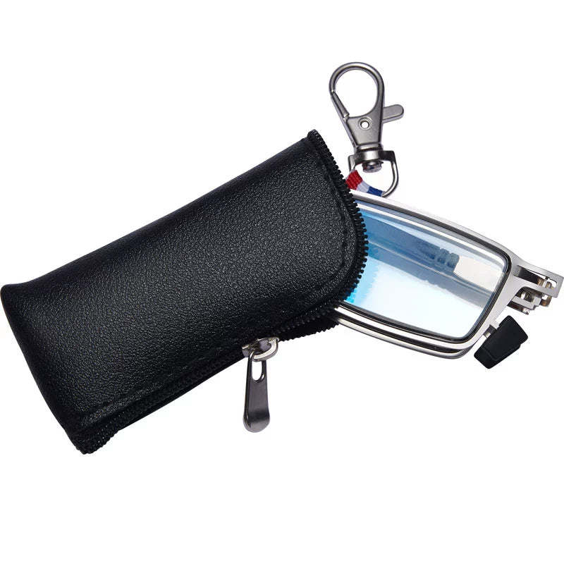 Portable Foldable Reading Glasses Fashion Plaid HD Male Presbyopic Glasses Ultra Light Anti Blue-Ray Non-Fatigue Middle-Aged and Elderly