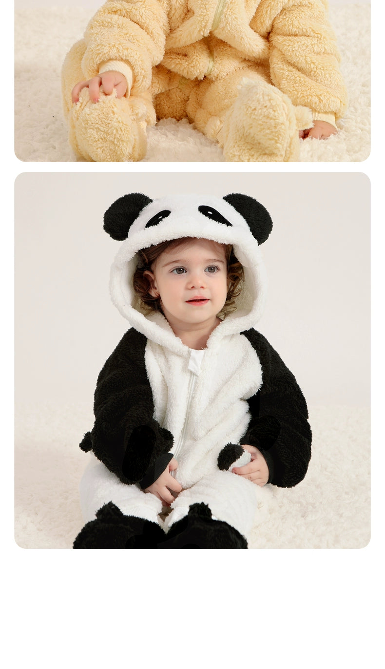 European Pregnant Woman and Baby Autumn and Winter Clothes Baby Going out Cotton-Padded Clothes Thickened Warm Jumpsuit Cute Double-Sided Velvet Outwear Romper