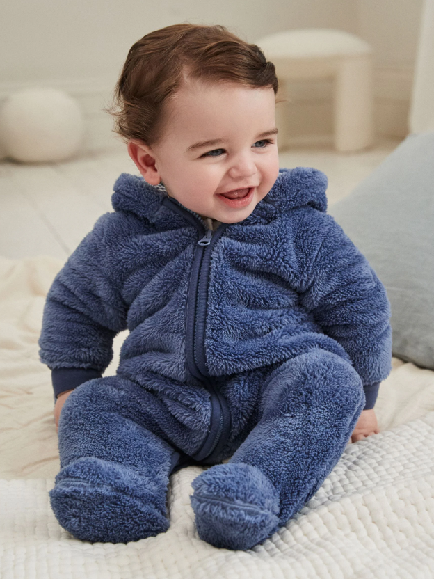 In Stock British next New Arrival Baby Fall and Winter Thick Coral Fleece Knitting Jumpsuit Romper Fleece-lined Jumpsuit Pajamas