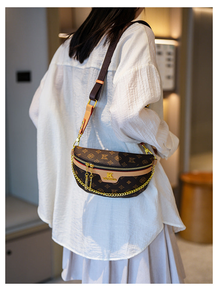 High-End Fashion Women's Waist Bag Luxury Classic Printed Single Shoulder Crossbody Bag Versatile Women Chest Bag British Style