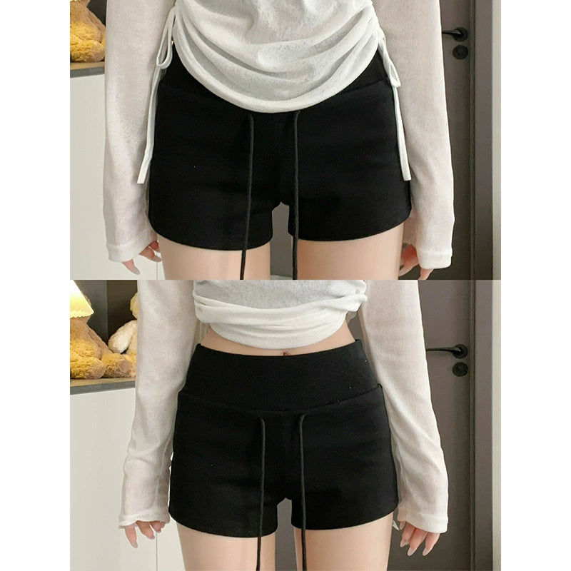 Red American Style Sexy shorts Women's Summer New arrival high waist Slim Looking Yoga Pants Casual Sports Hip Low Waist Hot Pants