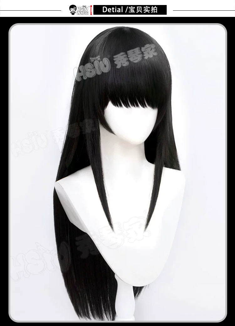Xiuqin Family Sakamoto Daily Days Big Buddha Cos Wig Black Qi Broken Bangs Long Straight 80cm Clothes