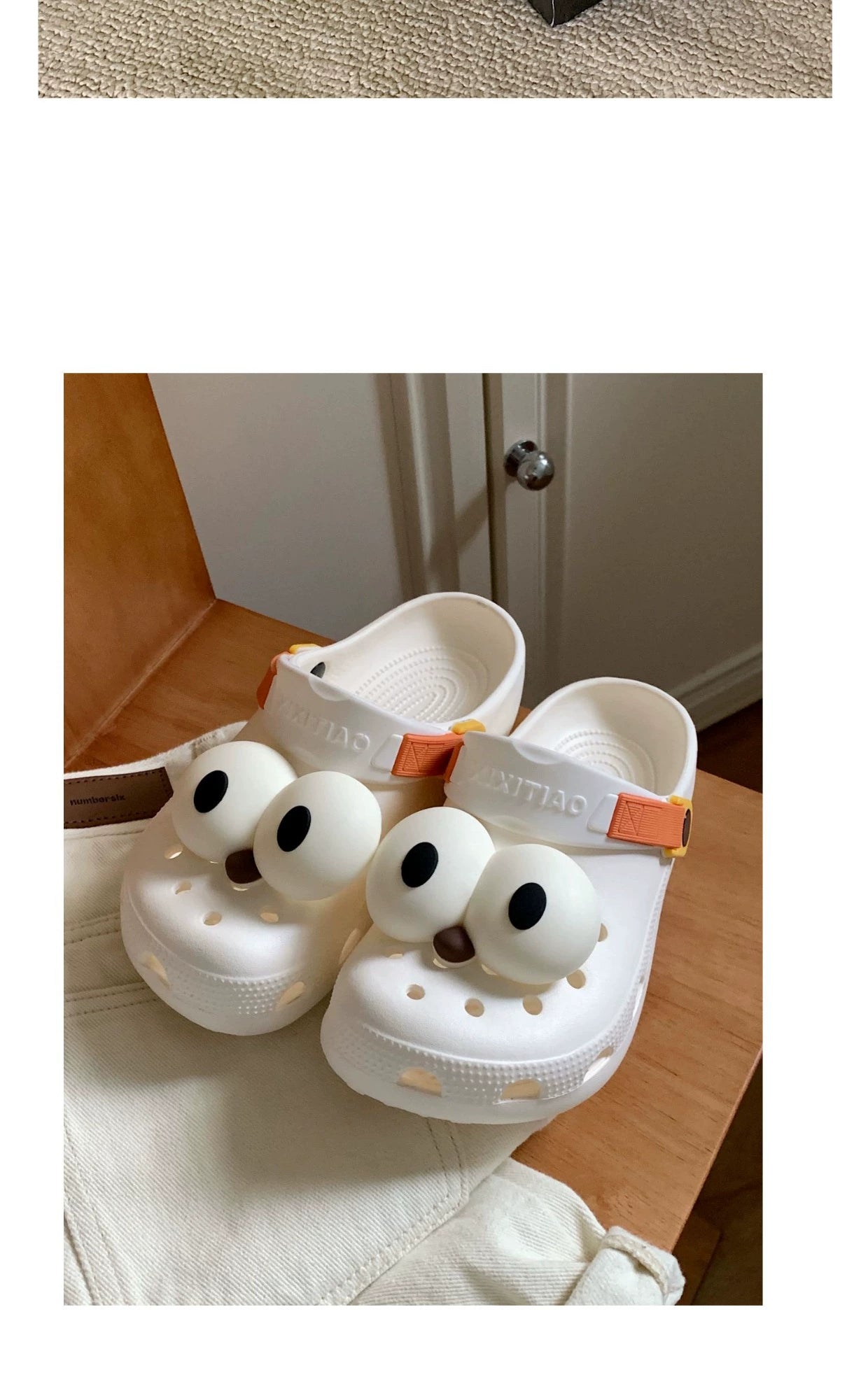 Thin Strip Fun Cartoon Funny Big Eye Couple Hole Shoes Outdoor Non-Slip Pump Beach Shoes Baby Boy and Girl Summer