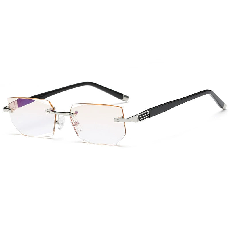 Reading Glasses High-End High-End Frameless Men and Women Anti-Blue Ray Radiation-Proof Fashion and Ultra Light Trimming Glasses for the Elderly