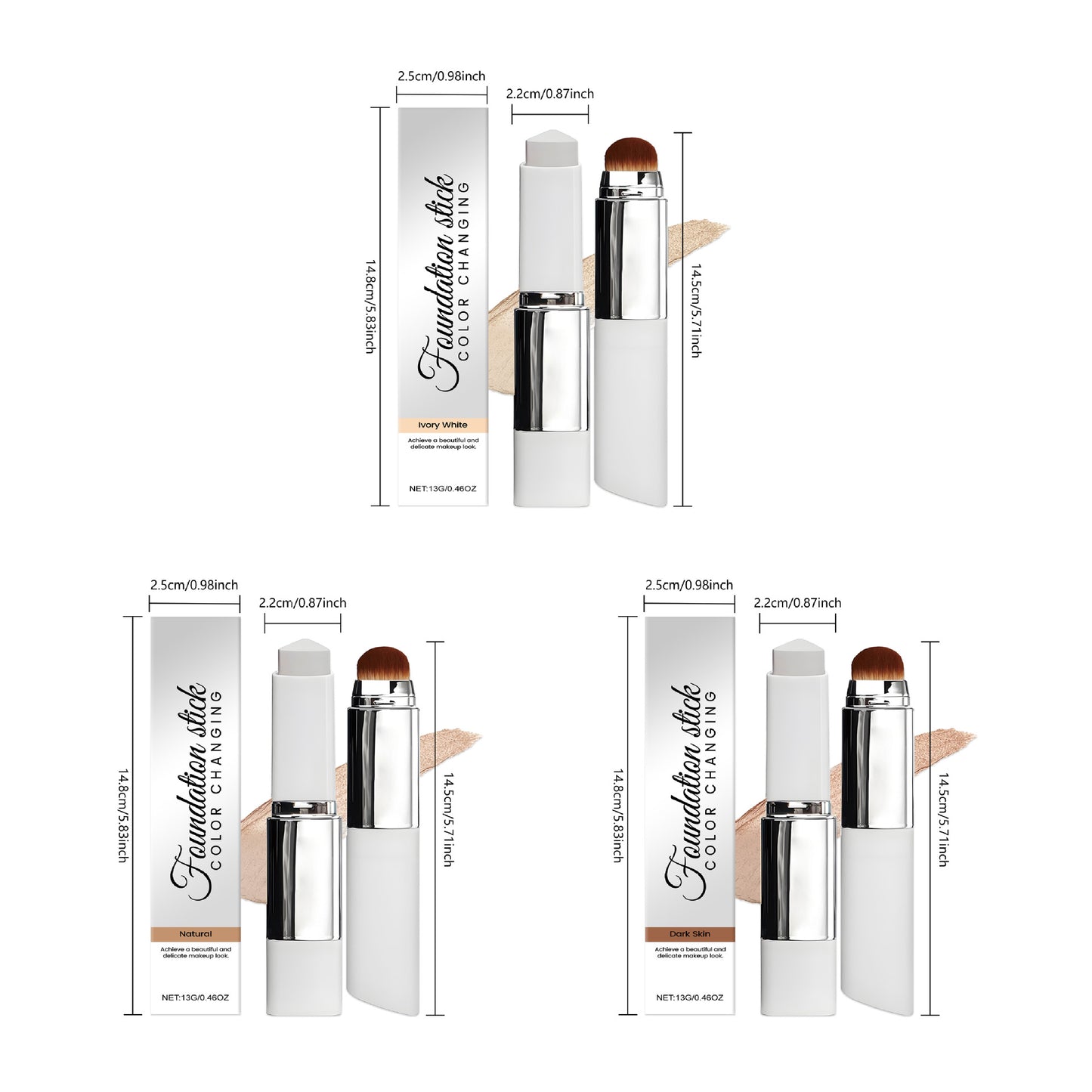 2-in-1 Color-Changing Foundation Liquid Stick Lasting Concealer Lightweight Moisturizing Brightening Matte Natural Base Makeup