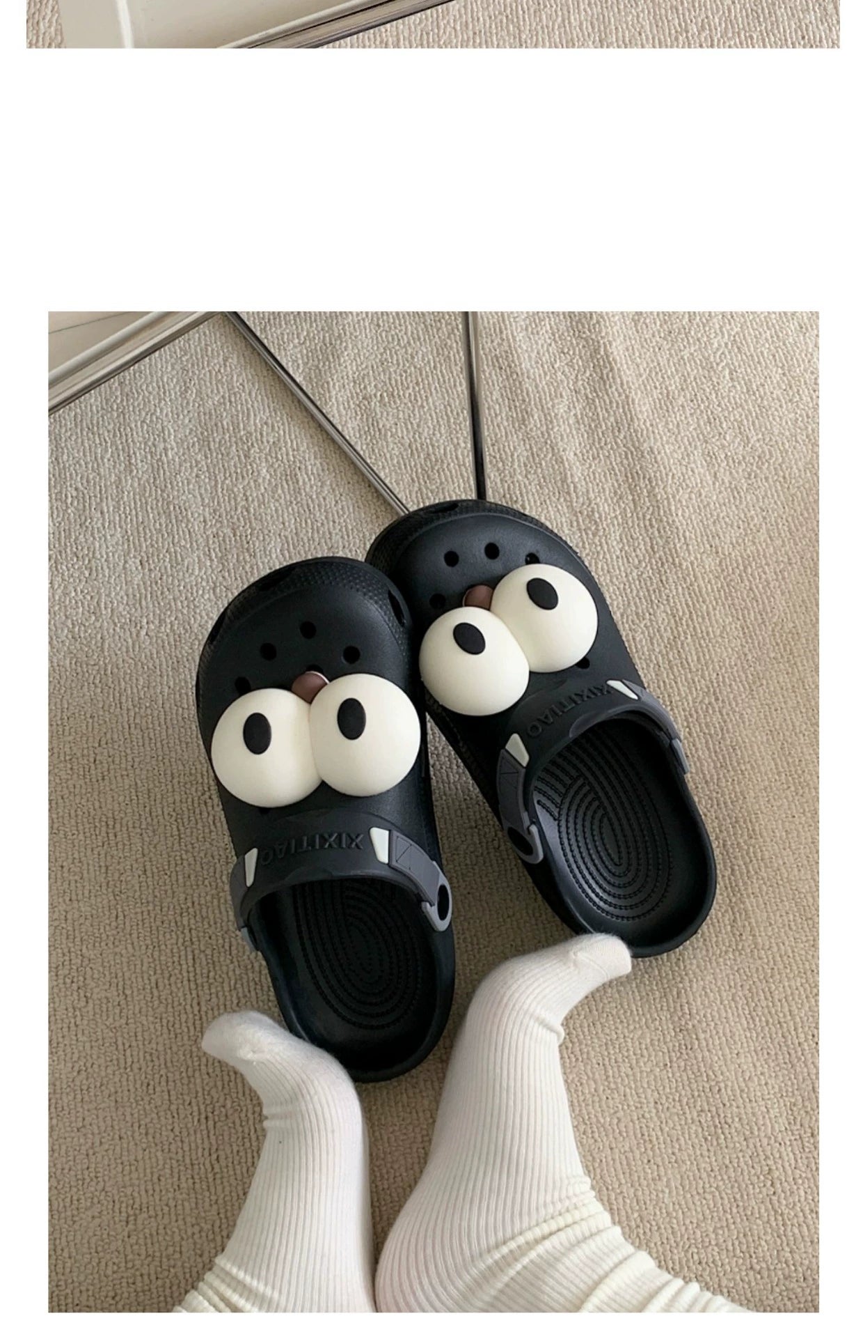 Thin Strip Fun Cartoon Funny Big Eye Couple Hole Shoes Outdoor Non-Slip Pump Beach Shoes Baby Boy and Girl Summer