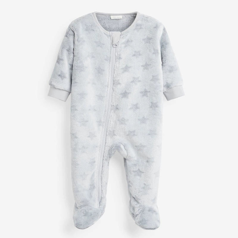 In Stock British next New Arrival Baby Fall and Winter Thick Coral Fleece Knitting Jumpsuit Romper Fleece-lined Jumpsuit Pajamas