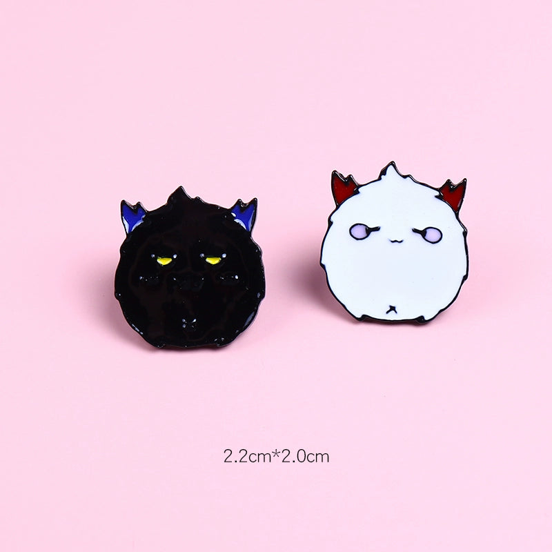 INS Japanese Style Black and White Cat Schoolbag Couple Brooch