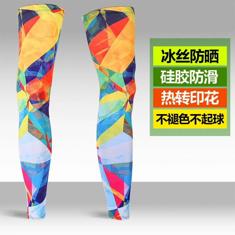 Ice Silk Sunscreen Outdoor Cycling Printed Knee Pad Leg Warmer