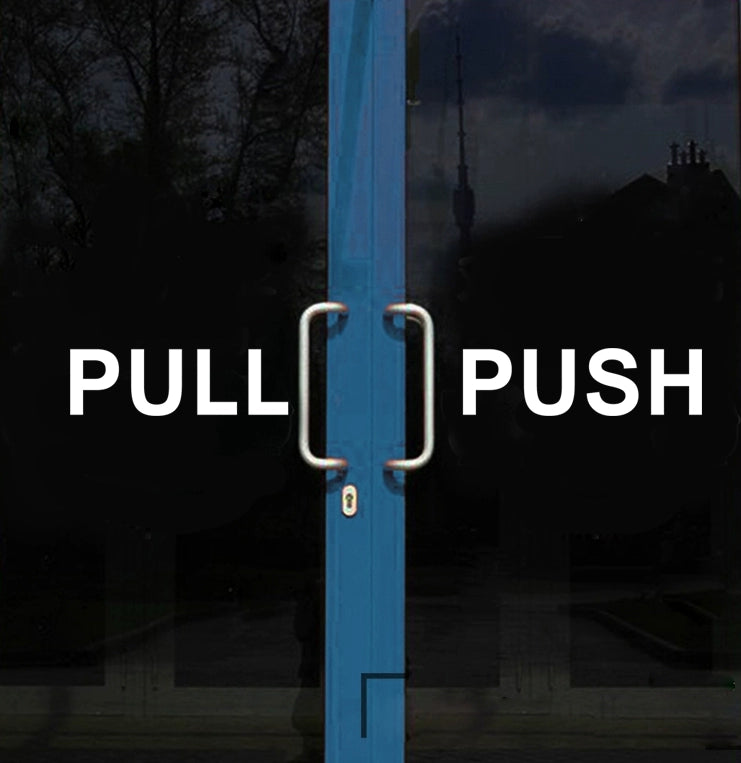 Minimalist Sliding Logo Sticker Fashion English Pull Push Clothing Store Mall Sliding Door Glass Paster