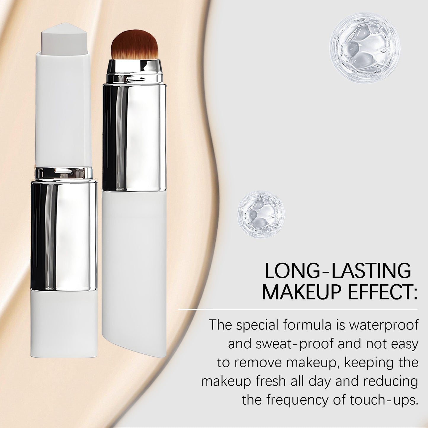 2-in-1 Color-Changing Foundation Liquid Stick Lasting Concealer Lightweight Moisturizing Brightening Matte Natural Base Makeup