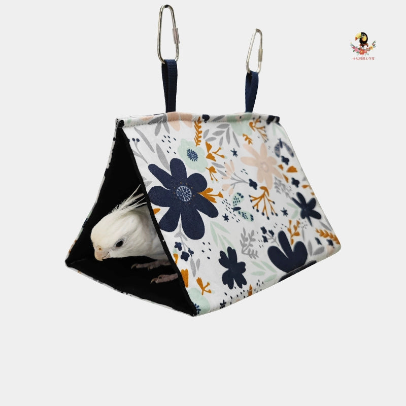 Parrot Spring and Summer Bird Nest Hammock Sunshade 100% Cotton Canvas Hanging Swing Bird Cage Supplies Tiger Skin Peony Mysterious Style