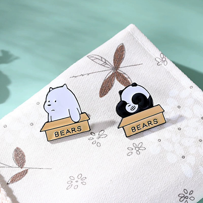 INS Japanese Style Black and White Cat Schoolbag Couple Brooch