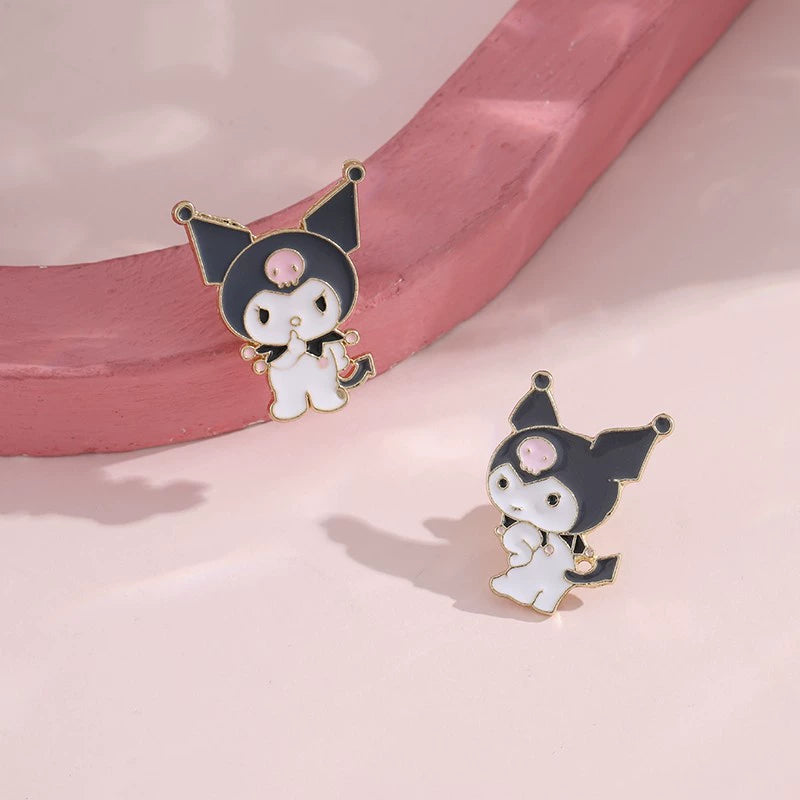 INS Japanese Style Black and White Cat Schoolbag Couple Brooch