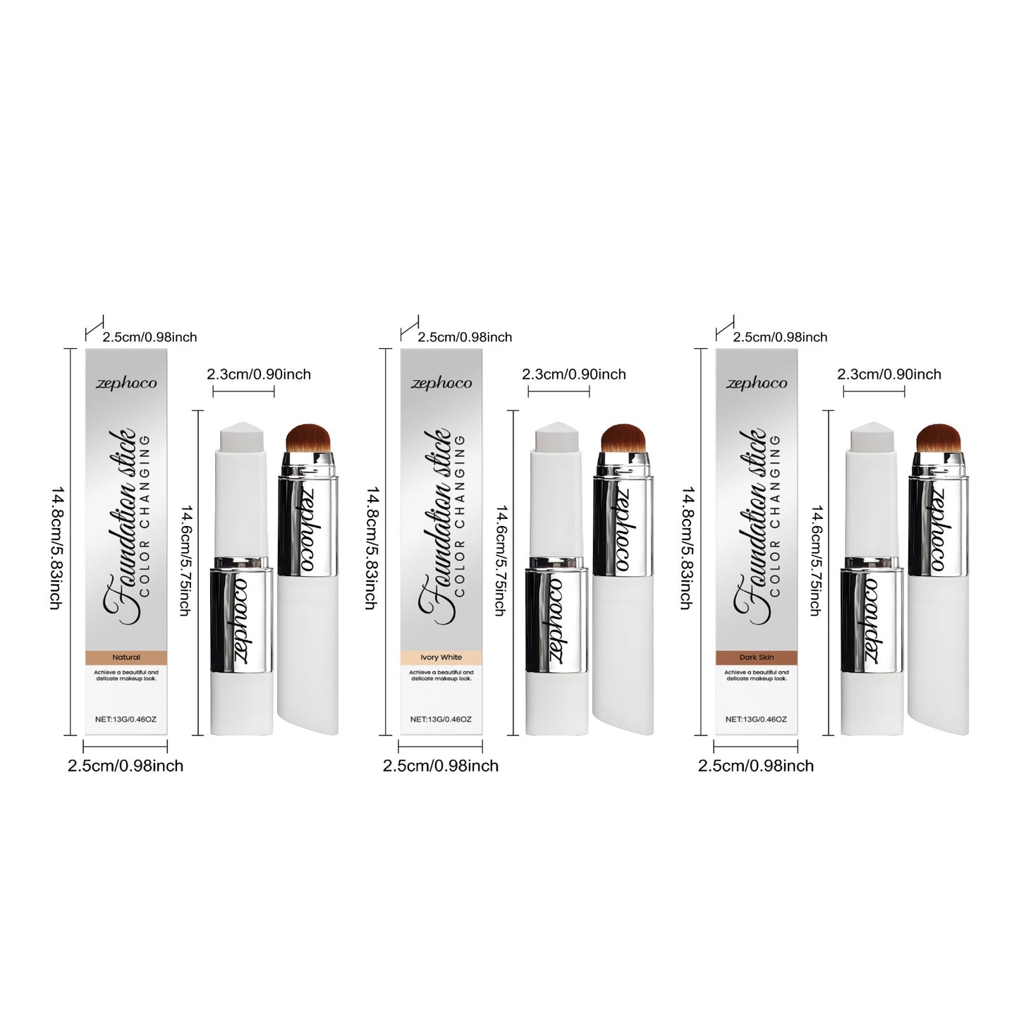 2-in-1 Color-Changing Foundation Stick Liquid Hydrating Matte Concealer Lightweight Moisturizing Brightening Translucent Makeup
