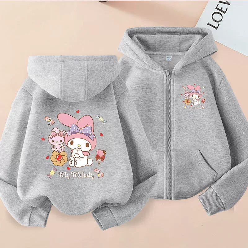 2025 New Arrival Kids Clow M Zipper Outwear Spring and Autumn Girl Fashionable Stylish Hooded Cardigan Thin Sweatshirt
