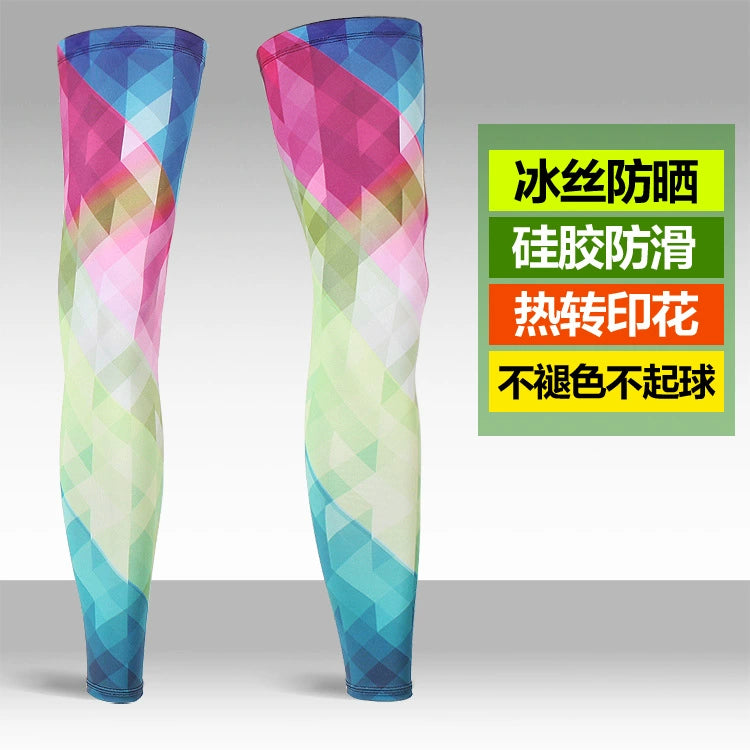 Ice Silk Sunscreen Outdoor Cycling Printed Knee Pad Leg Warmer