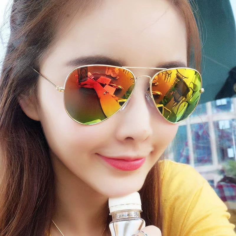 Classic Fashion Men's and Women's Colorful Sunglasses Retro Pilot Glasses Toad Metal Sunglasses