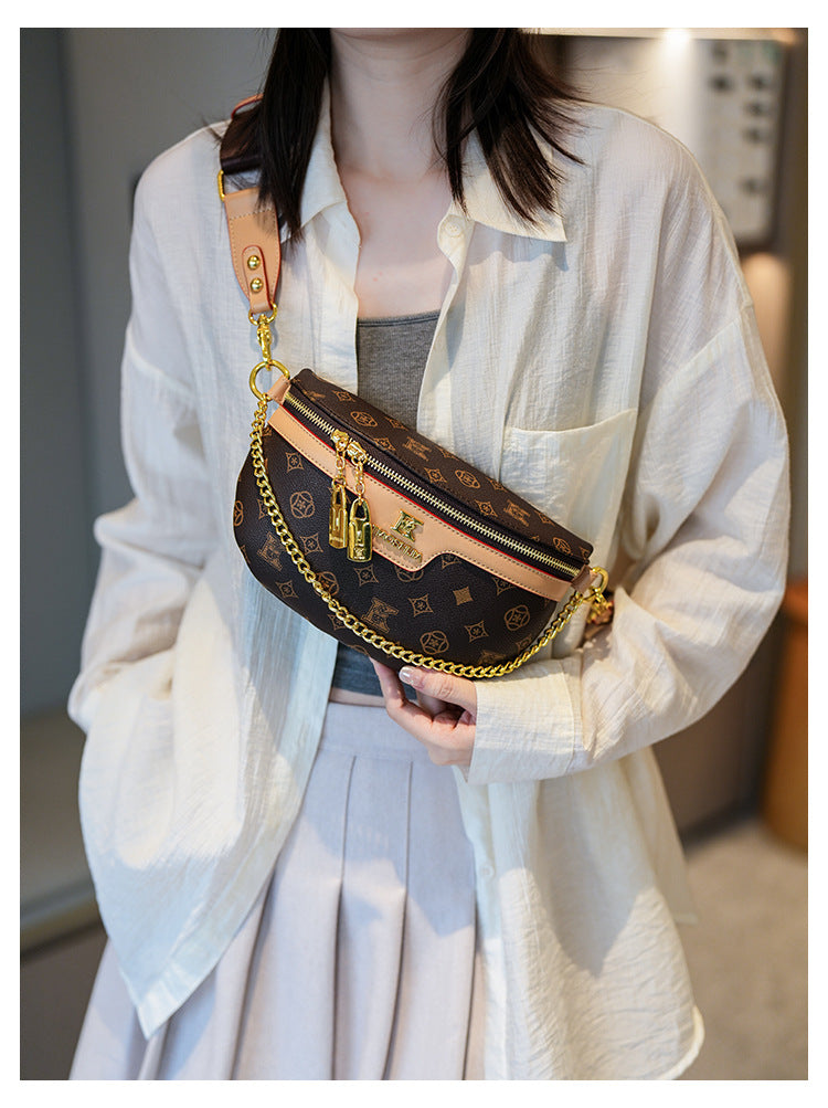 High-End Fashion Women's Waist Bag Luxury Classic Printed Single Shoulder Crossbody Bag Versatile Women Chest Bag British Style