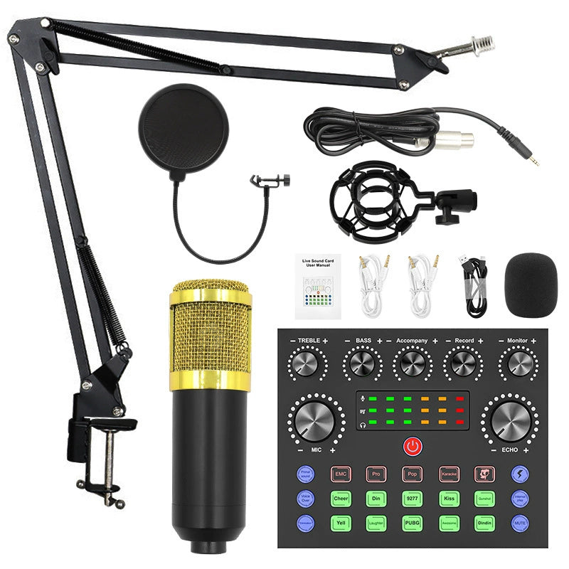Bm800 Condenser Microphone + V8 Sound Card Computer Recordin