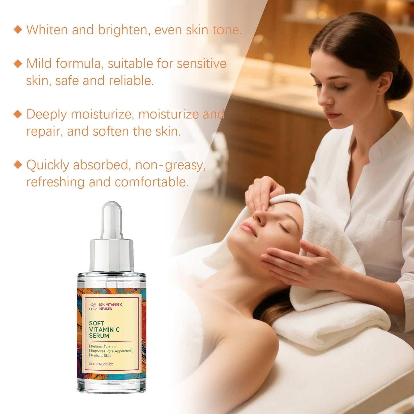 Vitamin C Serum Revitalizing Brightening Shrink Pores Hydrating Smoothing Firming Fade Fine Lines Stabilizing Repair Dull Serum