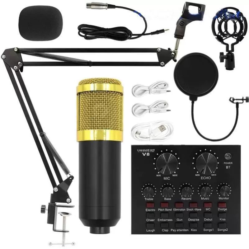 Bm800 Condenser Microphone + V8 Sound Card Computer Recordin