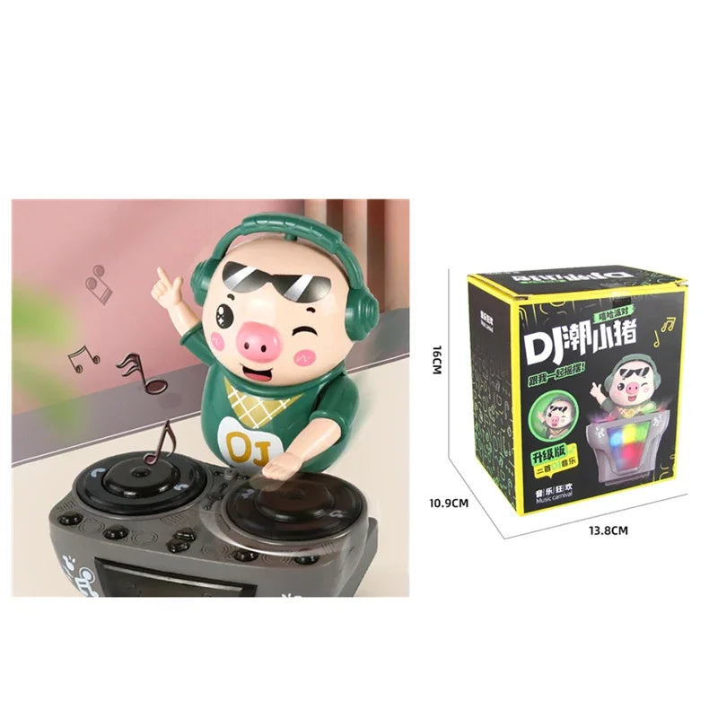 DJ DJing Pig Toy Dynamic Music Light Electric Swing Pig Dancing Little Cute Pig Children's Toy  Funny Christmas Gifts