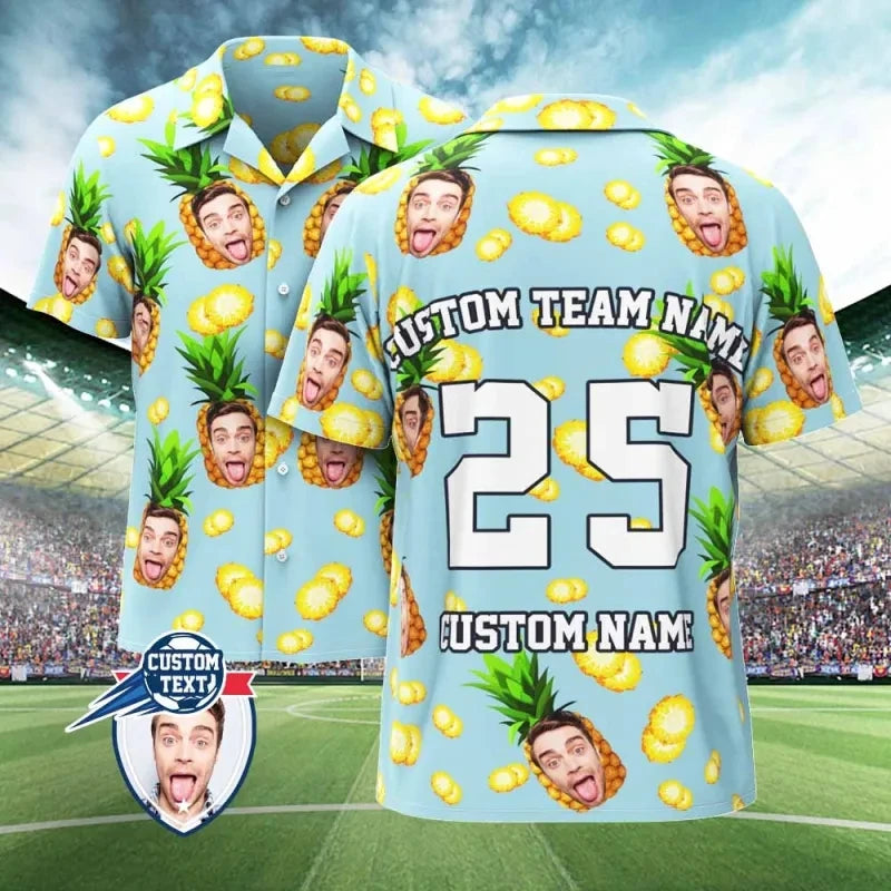 2025 Custom Photo Face Name Hawaiian Shirt Personalized Diy Text Beach Shirt Gift Mens Designer Shirts Customize Club Jersey