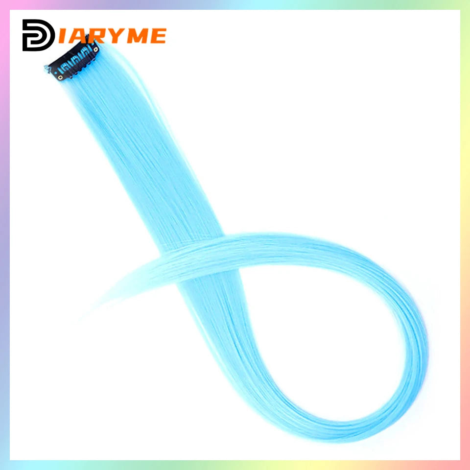 Colorful Hair Extensions Curly One Clip in Synthetic Long Hairpiece For Girls Women Kid Multi-colors Party Highlights Wig Piece